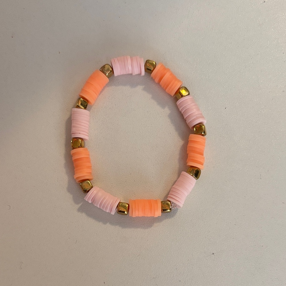 Elegant Pink and Orange Beaded Bracelet